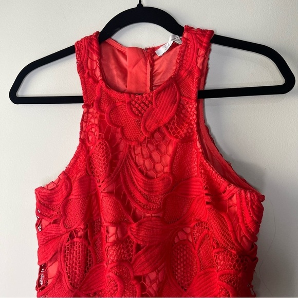 Lovers + Friends Coral XS Caspian lace shift mini dress floral homecoming  prom